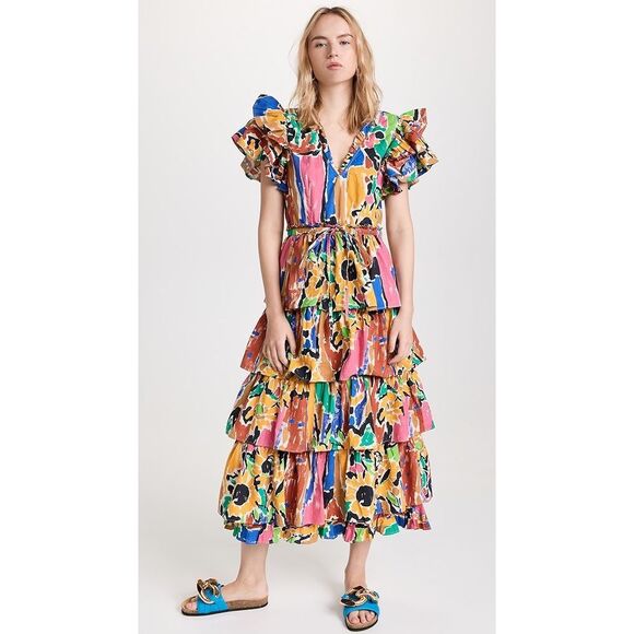 Anthropologie Love The Label Mix-Print Midi Dress
